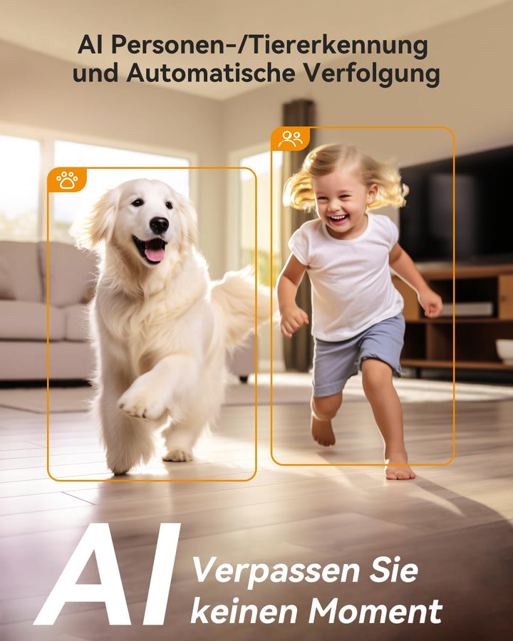 Imou 2K+2K QHD Dual Kameras Überwachungskamera Innen mit Person/Haustiererkennung, 360° PTZ WLAN Kam
