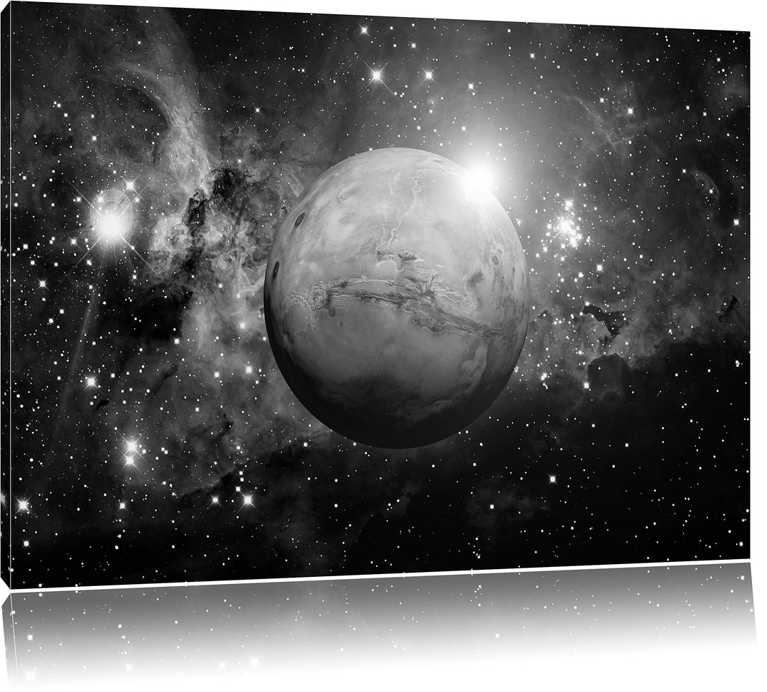 Pixxprint Planet Mars im Universum als Leinwandbild/Grösse: 100x70 / Wandbild/Kunstdruck/fertig besp