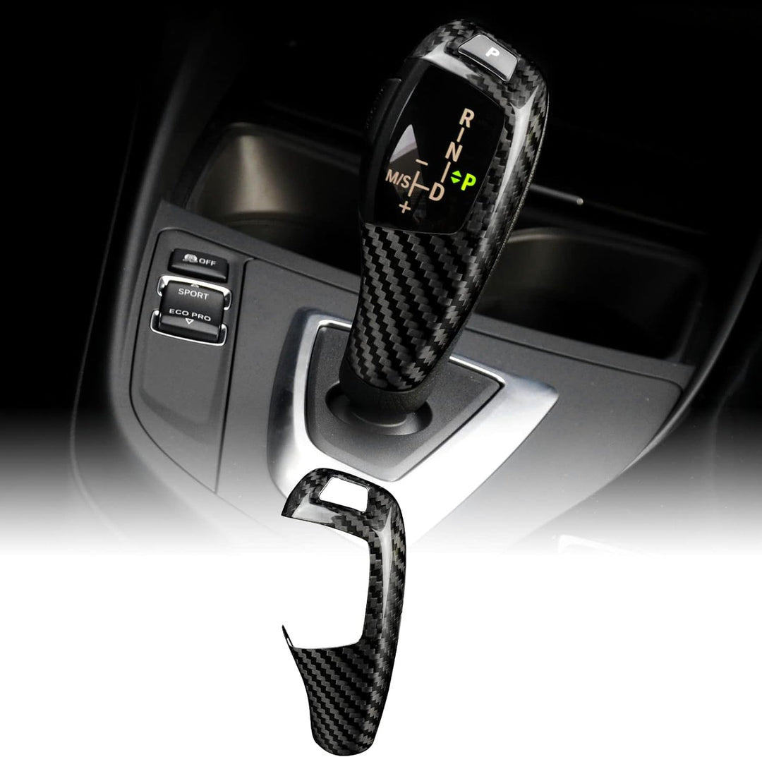 KUNGKIC Kohlefaser Auto Schaltknüppel Abdeckung Compatible with BMW F20 F21 F22 F23 F30 F34 F32 E70