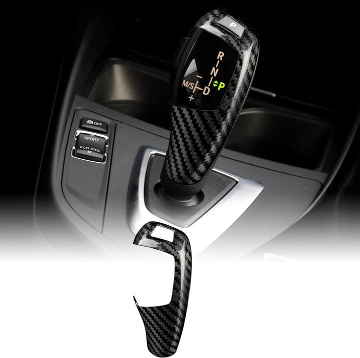 KUNGKIC Kohlefaser Auto Schaltknüppel Abdeckung Compatible with BMW F20 F21 F22 F23 F30 F34 F32 E70