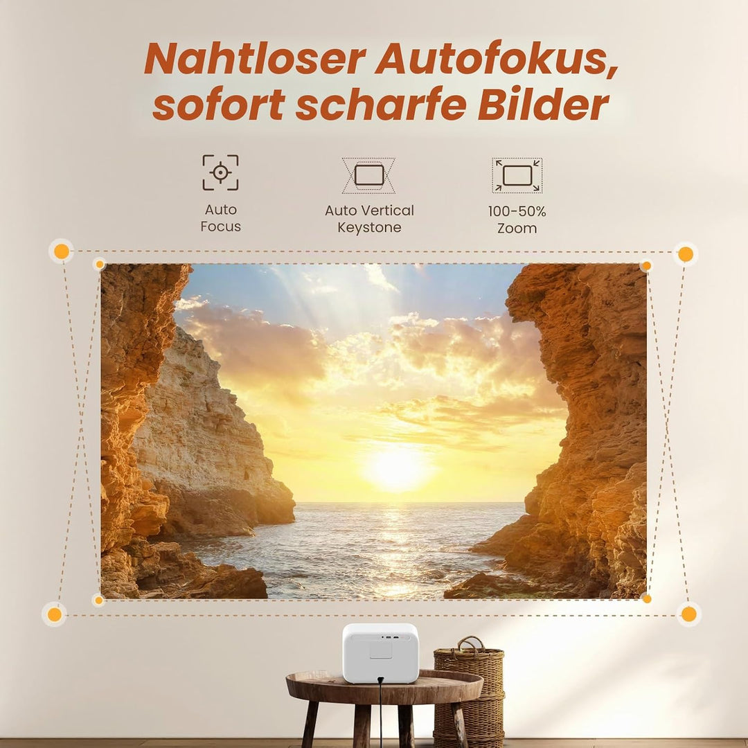 1080P Native Projektor, Yaber L2s Nahtloser Autofokus, Video Beamer mit WiFi6 und Bluetooth 5.1 Heim