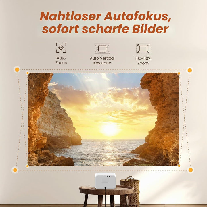 1080P Native Projektor, Yaber L2s Nahtloser Autofokus, Video Beamer mit WiFi6 und Bluetooth 5.1 Heim