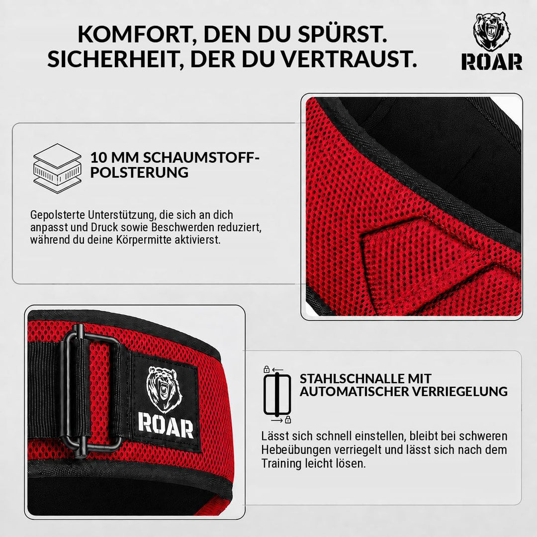Roar® Gewichthebergürtel Herren und Damen, Lifting Belt for Gym, Powerlifting Gürtel Gewichtheben, W