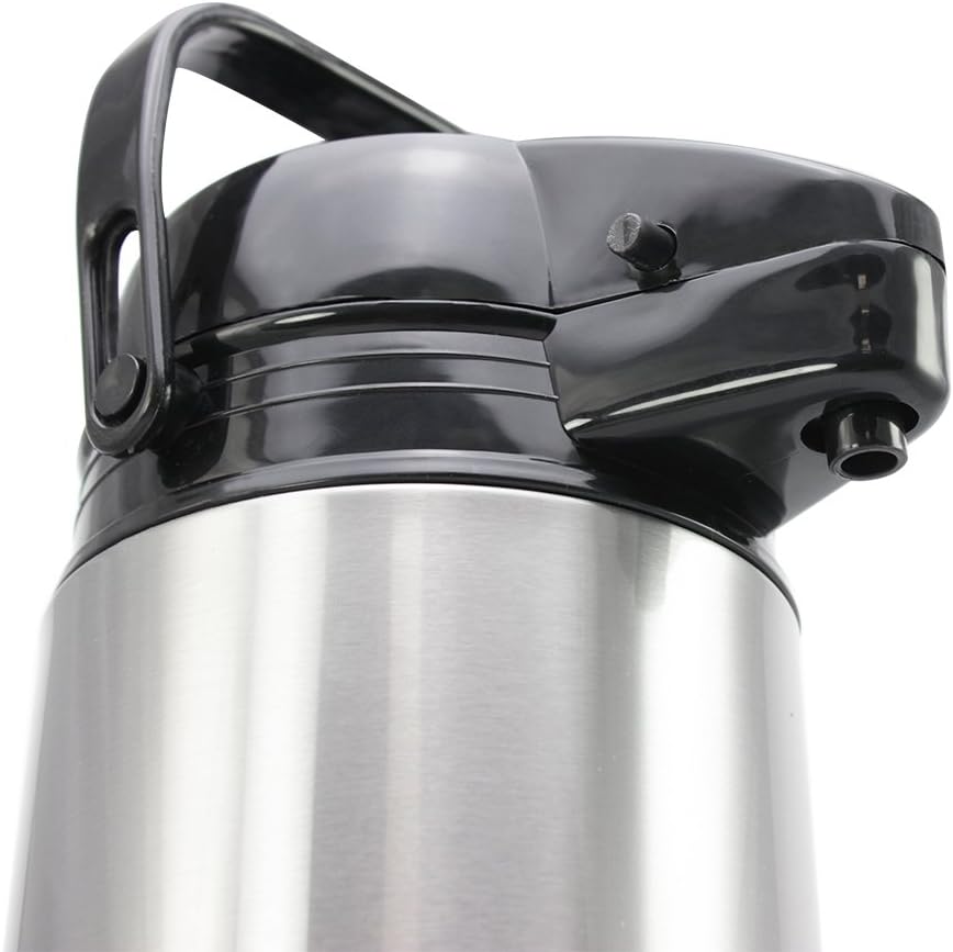 com-four® 1,9L Isolier-Pumpkanne - 1,9 Liter Airpot aus Edelstahl mit Glaseinsatz - Thermoskanne mit