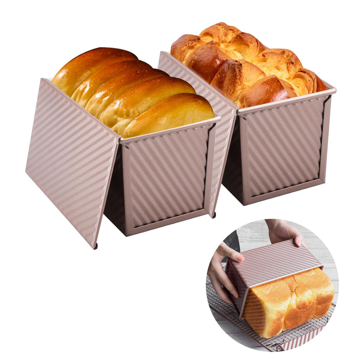 inodiref 2 Stück Brotbackform mit Deckel Antihaft Toastbrot Backform Kastenform mit Deckel mit Belüf