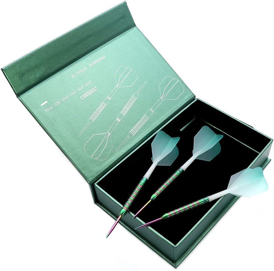 CUESOUL PINK/BLAU/GRÜN GEM Stone 21g/22g Stahlspitze 90% Tungsten Dart Set mit Uniformity Titanium C