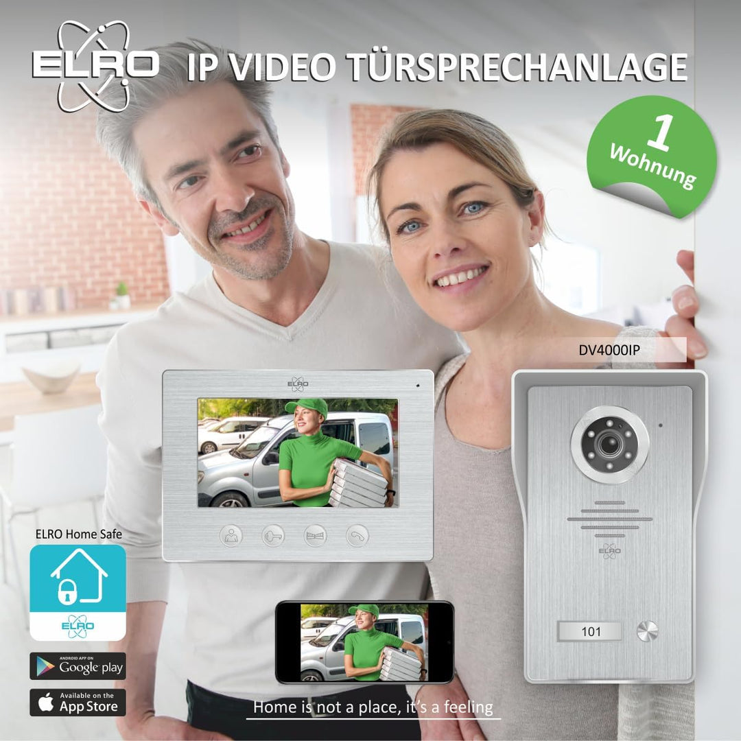 ELRO DV4000IP DV4000 Video Türsprechanlage, Grau, 1 Appartment Mit App 1 Appartment, Mit App 1 Appar