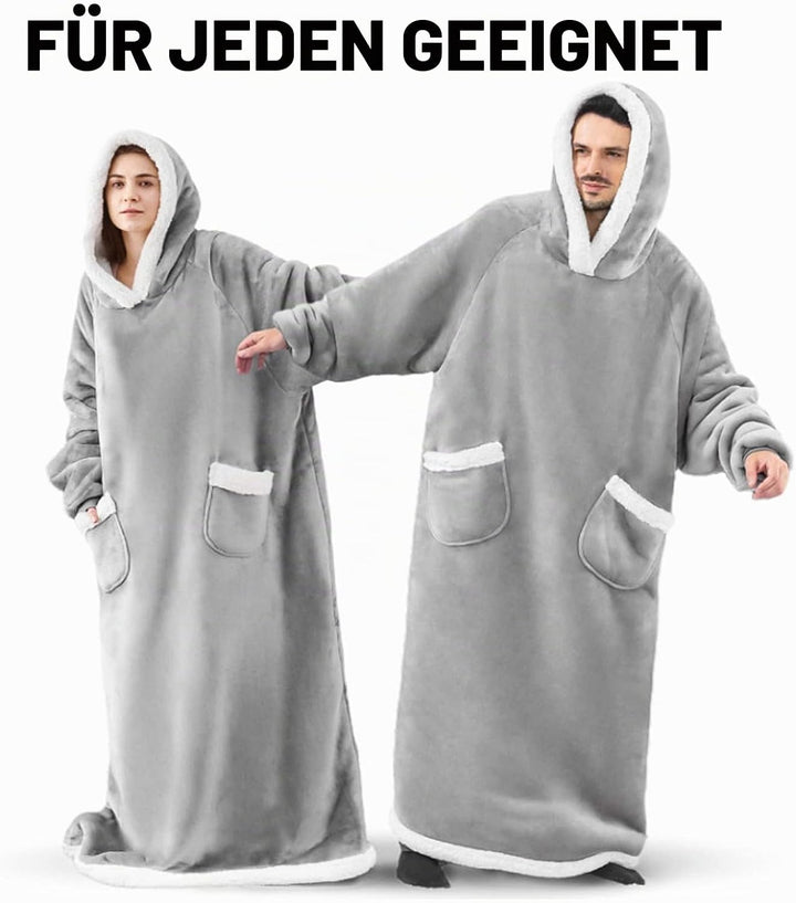 Emwwat Extra Lange Hoodie Decke, Übergrosse Sherpa Hoodie Decke für Damen und Herren, tragbare Decke