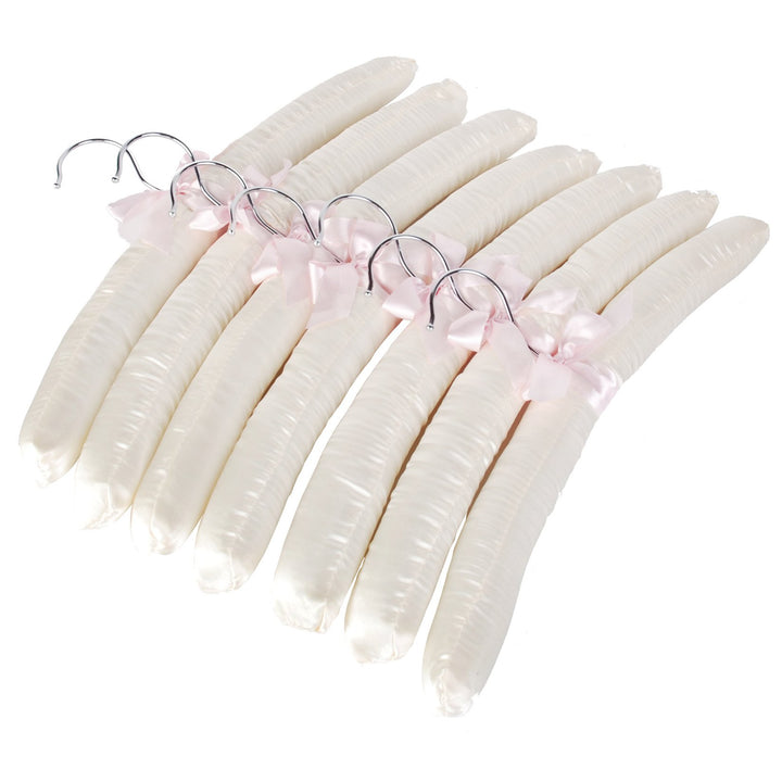 10er-Pack Kleiderbügel mit Anti-Rost-Haken und gefüllt mit Satin, Gorgeous, Blass Elfenbeinfarben Sa