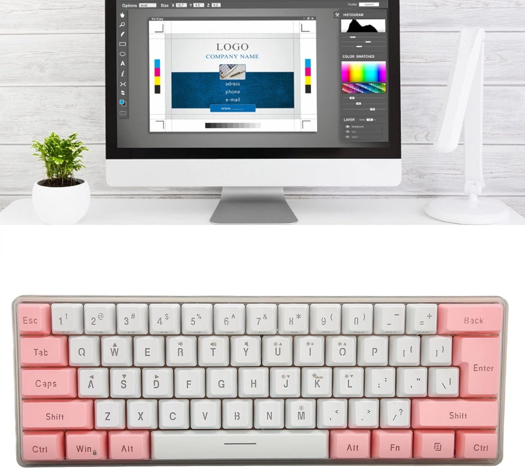 60% Kabelgebundene Gaming-Tastatur, 61 Tasten RGB-Tastatur für PC, Kabelgebundene Kompakte PC-Tastat