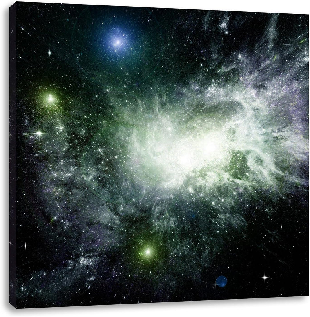 Pixxprint Ferne Galaxie im Sternenstaub als Leinwandbild/Grösse: 70x70 cm/Wandbild/Kunstdruck/fertig