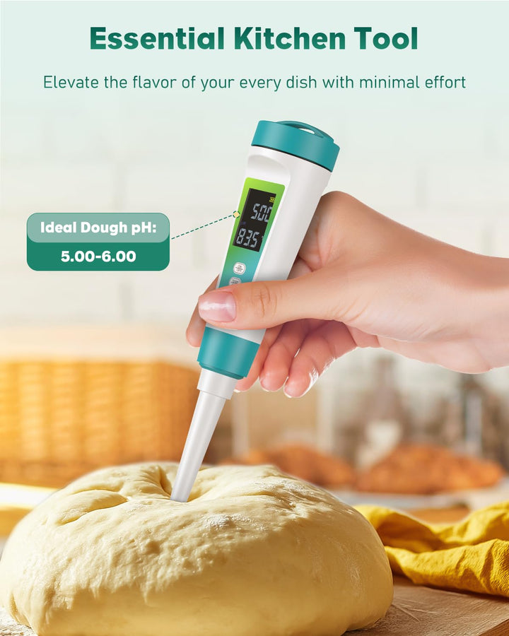 Pawfly Digitales pH-Messgerät für Lebensmittel mit hoher Genauigkeit zur Messung von Sauerteig Brot