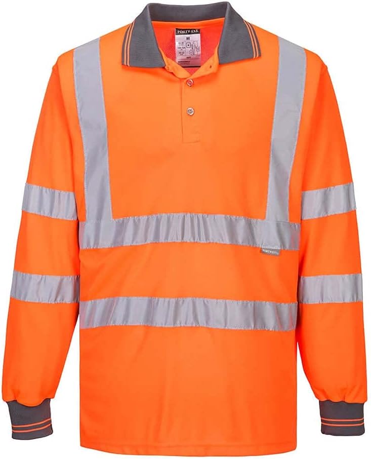 Portwest Langarm Warnschutz Polo Shirt, Grösse: L, Farbe: Orange, S277ORRL L Orange, L Orange