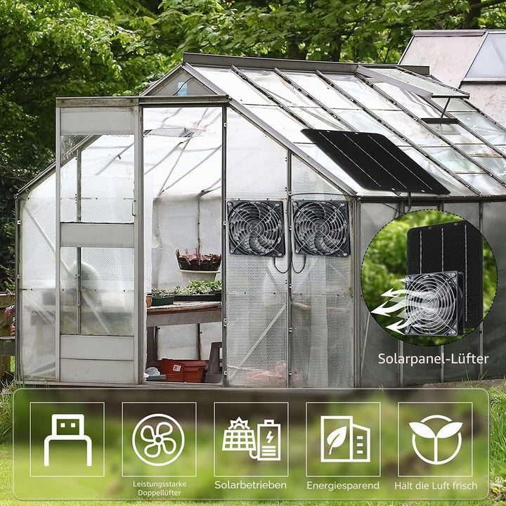 10 W Solarpanel Lüfter Set Wettermüster Doppelt Abluftventilator mit Solarkraft für Hühnerstall Gewä