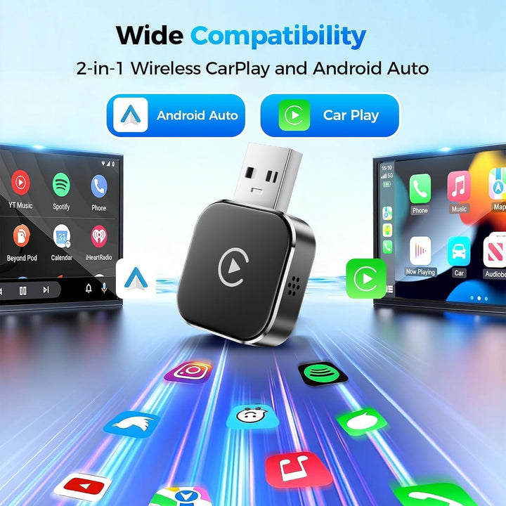 2026 Upgrade CarPlay Wireless Adapter&Android Auto Wireless Adapter,Automatische Wiederverbindung,Pl
