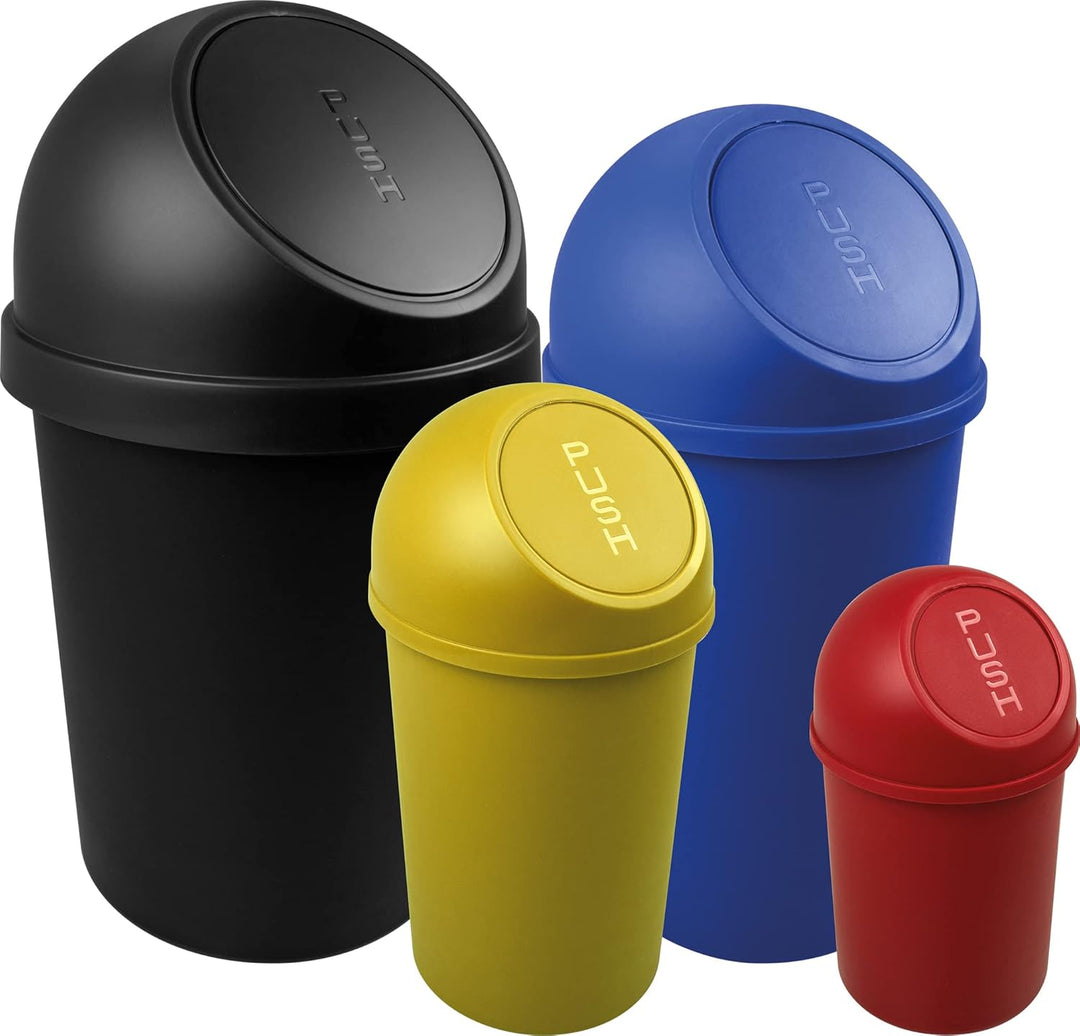 helit H2401282 - Push-Abfallbehälter „the flip“ 25L, lichtgrau | Mülleimer mit Push-Deckel für hygie