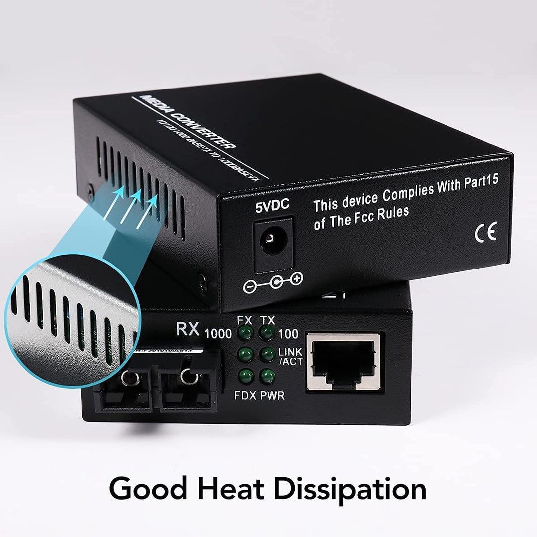 EIN Paar 2er Pack Multi-Mode Dual SC Fiber Gigabit Ethernet Media Converter - Mini 10/100/1000Base-T