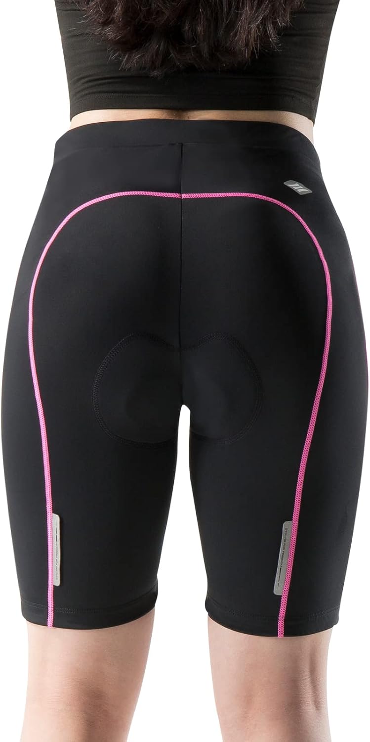 Santic Gepolsterte Kurz-Radlerhose für Damen mit 3D-Polstereinsatz Praktischer Seitentasche und UPF