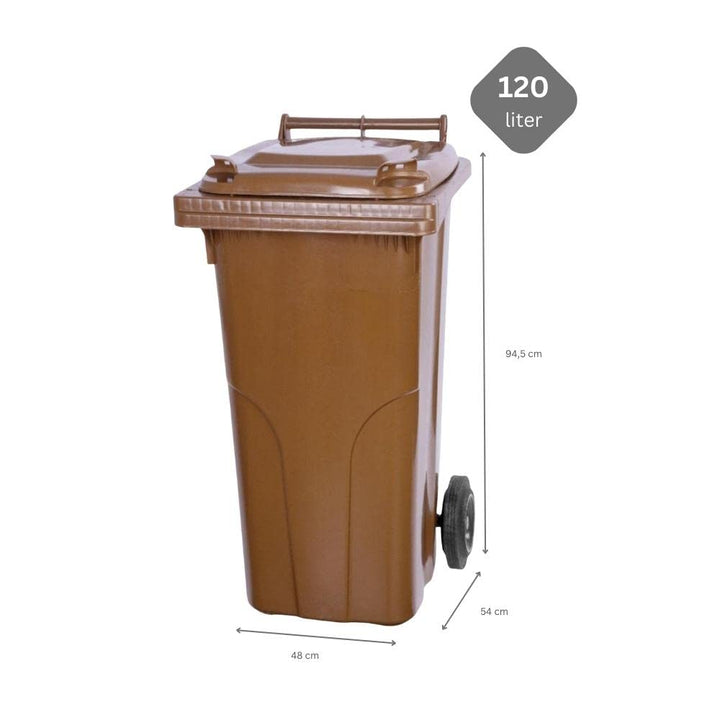 PROREGAL SuperSparSet 2x 2-Rad-Mülltonne MGB | HDPE-Kunststoff | 120 Liter | Braun | Mülltonne, Müll