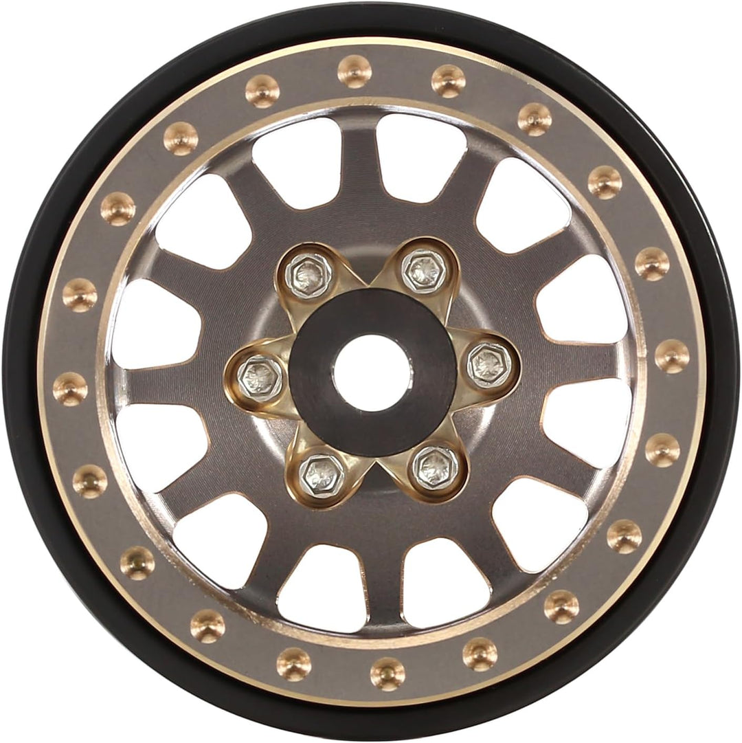 INJORA 1.0 Plus Messing Beadlock Felgen 4PCS 12-Speichen Räder für TRX4M SCX24 FCX24 1/24 1/18 RC Cr