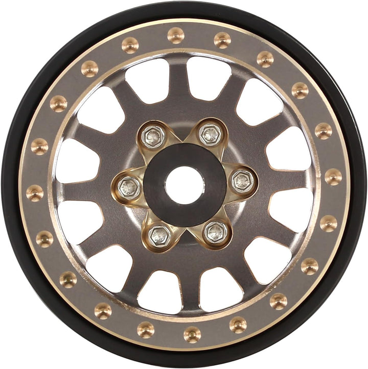 INJORA 1.0 Plus Messing Beadlock Felgen 4PCS 12-Speichen Räder für TRX4M SCX24 FCX24 1/24 1/18 RC Cr