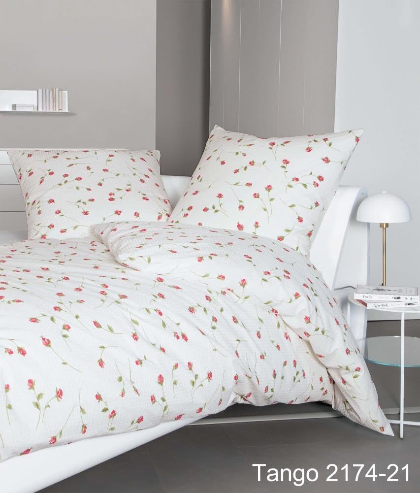 Janine Design Seersucker Bettwäsche Tango 2174-21 paradierot 1 Bettbezug 135 x 200 cm + 1 Kissenbezu