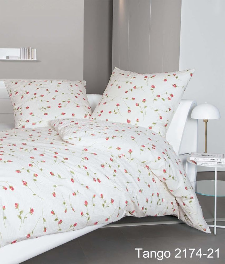 Janine Design Seersucker Bettwäsche Tango 2174-21 paradierot 1 Bettbezug 135 x 200 cm + 1 Kissenbezu