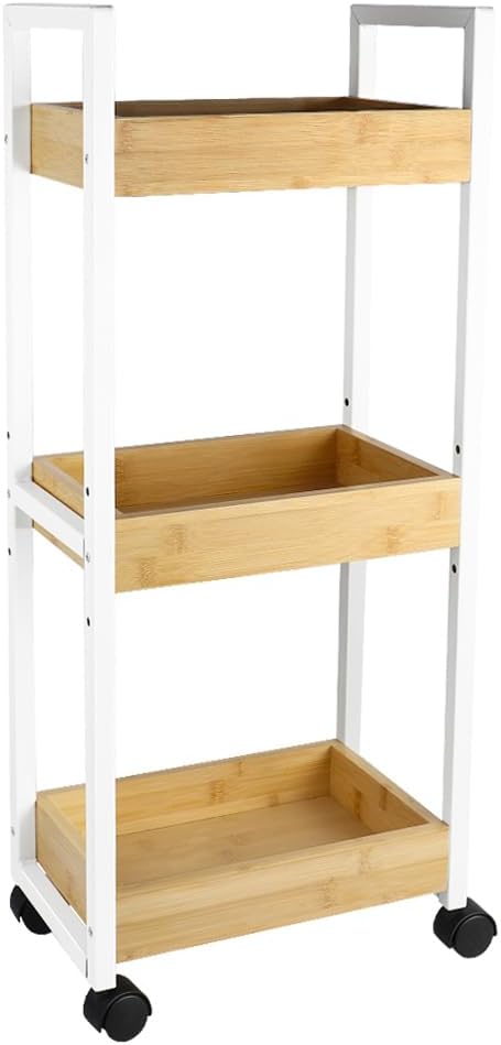 LANTUS Aufbewahrungswagen, 4 Ebenen, Rollwagen, Spanplatte, mit Bremse, obere Schublade, Regale, für