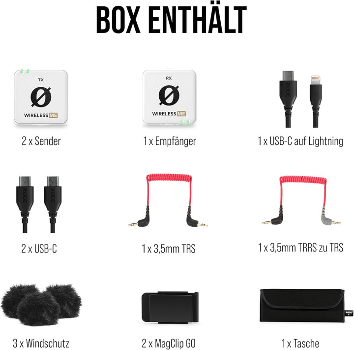 RØDE Wireless ME Dual Set: Kompaktes drahtloses Mikrofonsystem mit GainAssist-Technologie, integrier