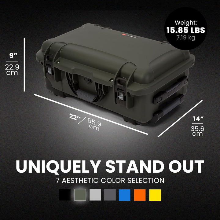 Nanuk 935 Wasserdichter Hartschalenkoffer Mit Plüschschaumeinlage und Organizer für Deckele - Olive