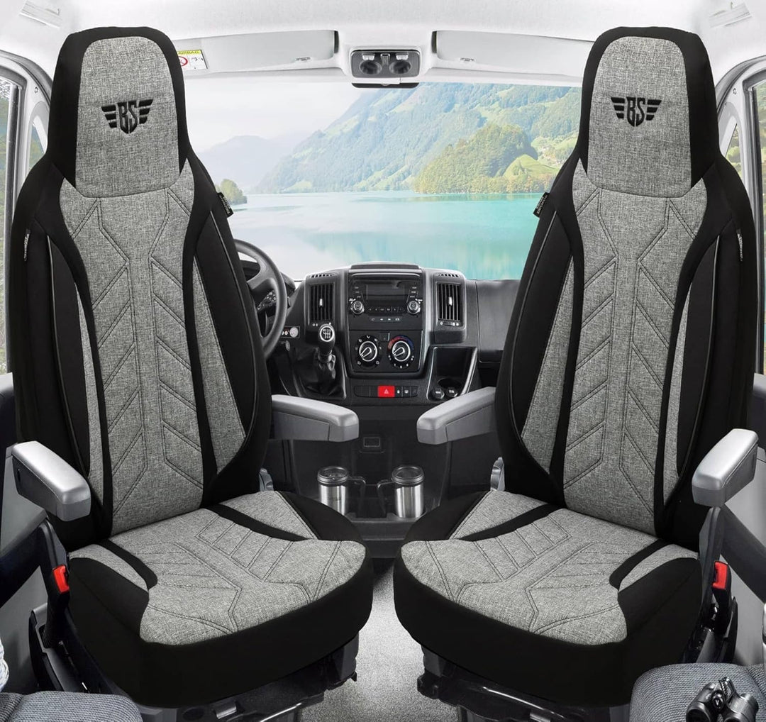 BREMER SITZBEZÜGE Wohnmobil Schonbezüge für FIAT Ducato Jumper Boxer PLKT201 PLKT201 - Schwarz/Grau,