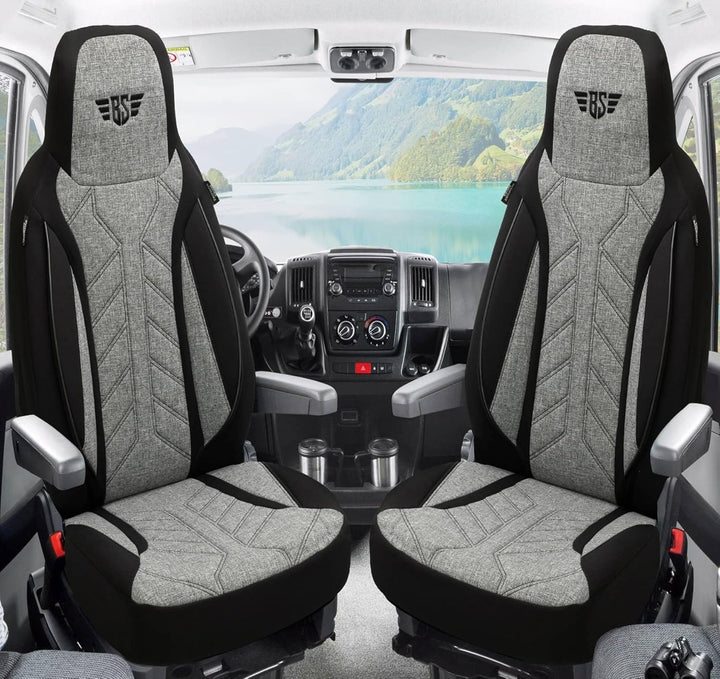 BREMER SITZBEZÜGE Wohnmobil Schonbezüge für FIAT Ducato Jumper Boxer PLKT201 PLKT201 - Schwarz/Grau,