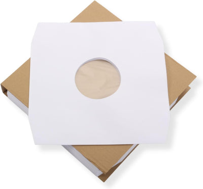 Mari-Medienverpackungen LP Schallplatten Innenhüllen (100 St.) weiss mit Eckschnitt gefüttert Vinyl