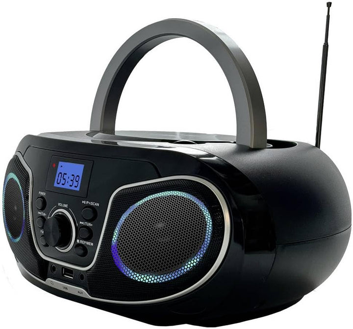 Silva-Schneider 1901850 MPC 19.4 UKW Radio mit CD-Player, AUX, USB, Schwarz/Silber, schwarz/silber