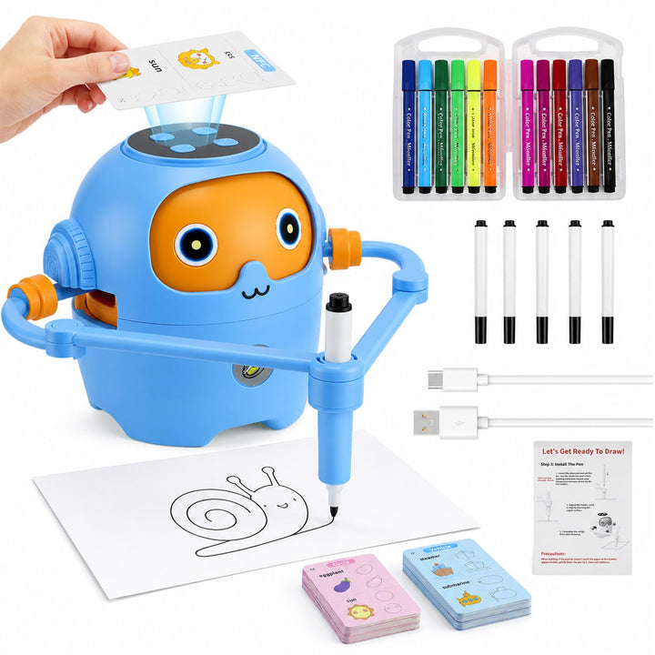 Zeichenroboter für Kinder mit 25 NFC Karten, 5 Stiften &amp; 12 Buntstiften