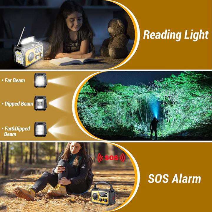 BIAOQINBO 16000mAh Solar Radio,AM/FM Kurbelradio Tragbar USB Notfallradio mit 59200mWh Wiederaufladb