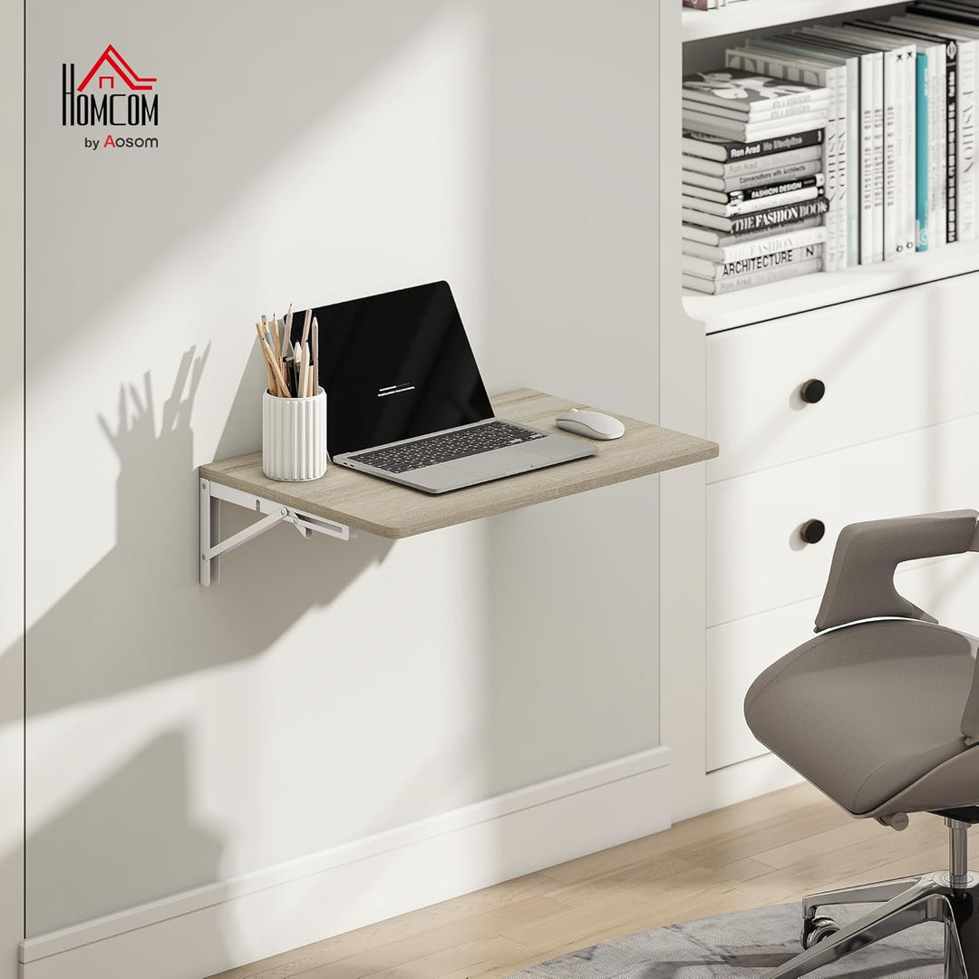 HOMCOM Wandklapptisch, 60x40 cm Klapptisch, Platzsparender Schwimmender Schreibtisch mit abgerundete