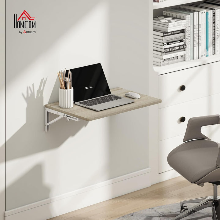 HOMCOM Wandklapptisch, 60x40 cm Klapptisch, Platzsparender Schwimmender Schreibtisch mit abgerundete