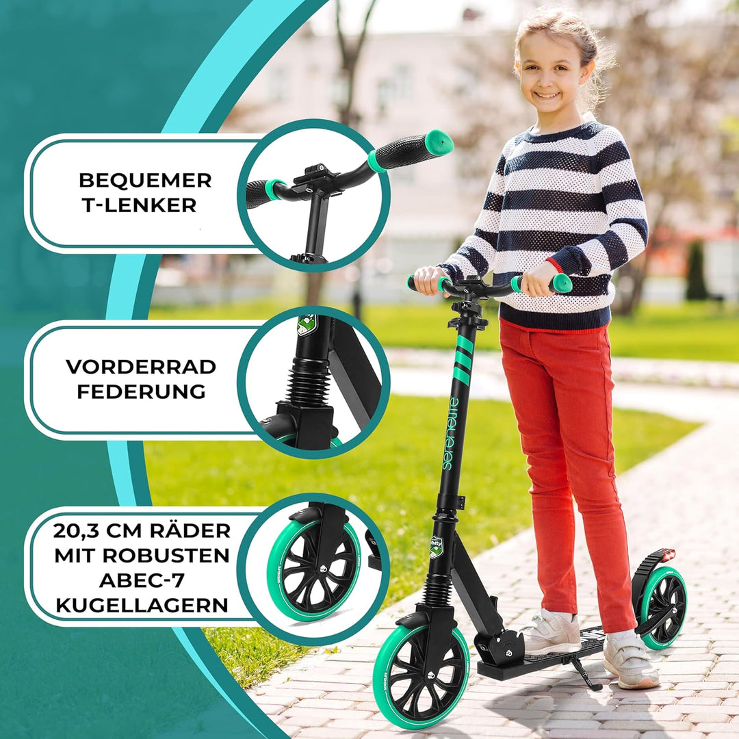 SereneLife Roller für Kinder & Erwachsene, Unisex-Tretroller, Cityroller, klappbar & höhenverstellba