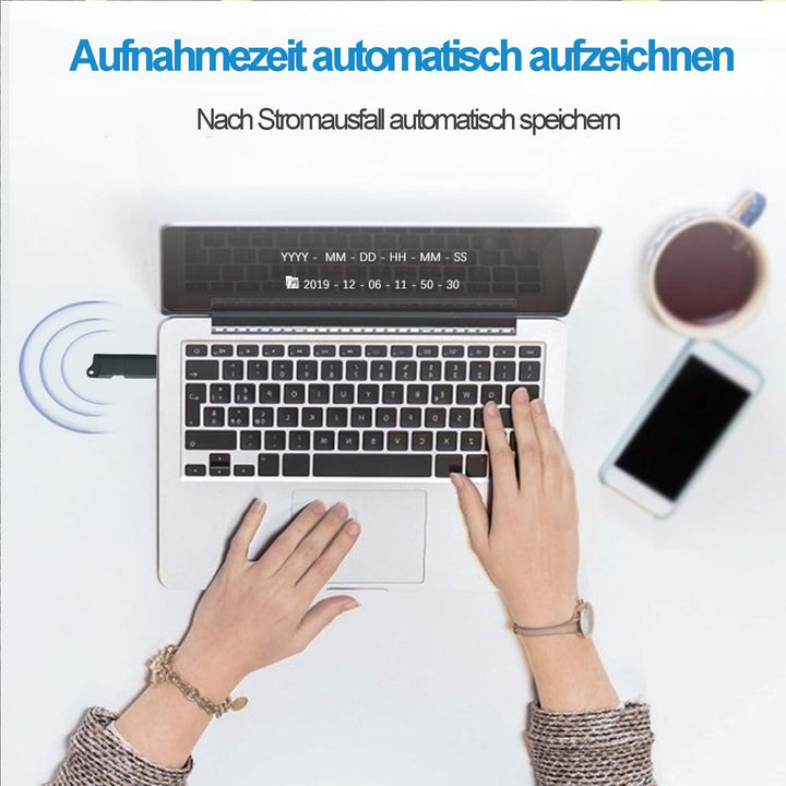 USB Digitaler Voice Recorder 64GB Mini Aufnahmegerä Geräuschaktivierte Aufnahmegerät Diktiergeräte m