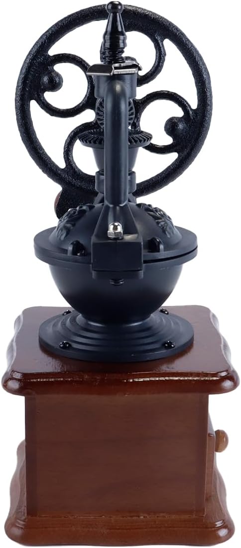 Alide Manuelle Kaffeemühle im Vintage-Stil, kleine Kaffeebohnenmühle aus Holz, Walzen-Getreidemühle,