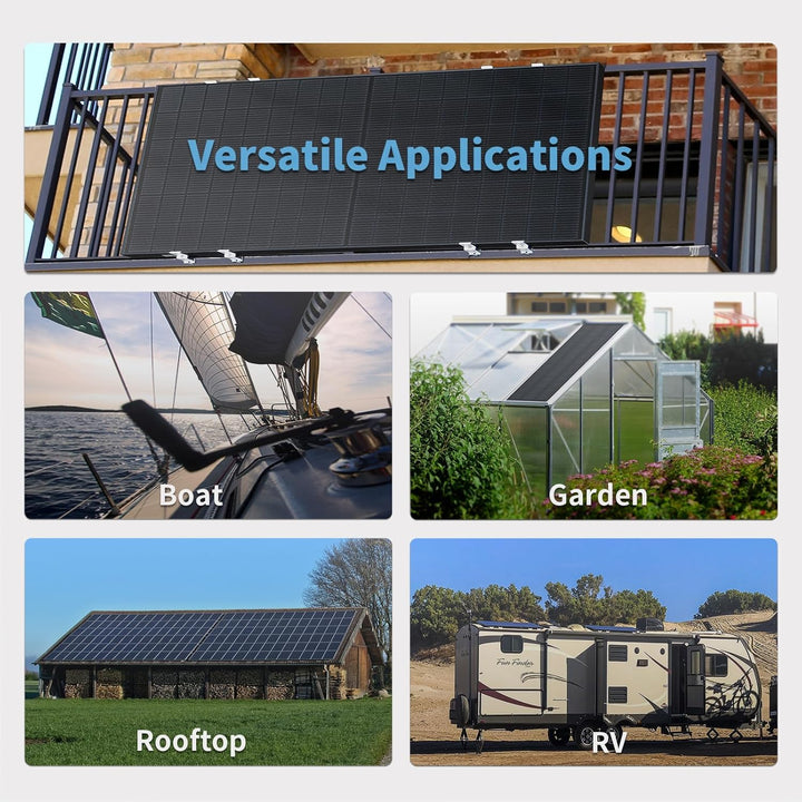 Monokristallines Solarmodul Firefly Energy 220W, PV-Modul, schwarz, für Wohnwagen, Boote, Anhänger,
