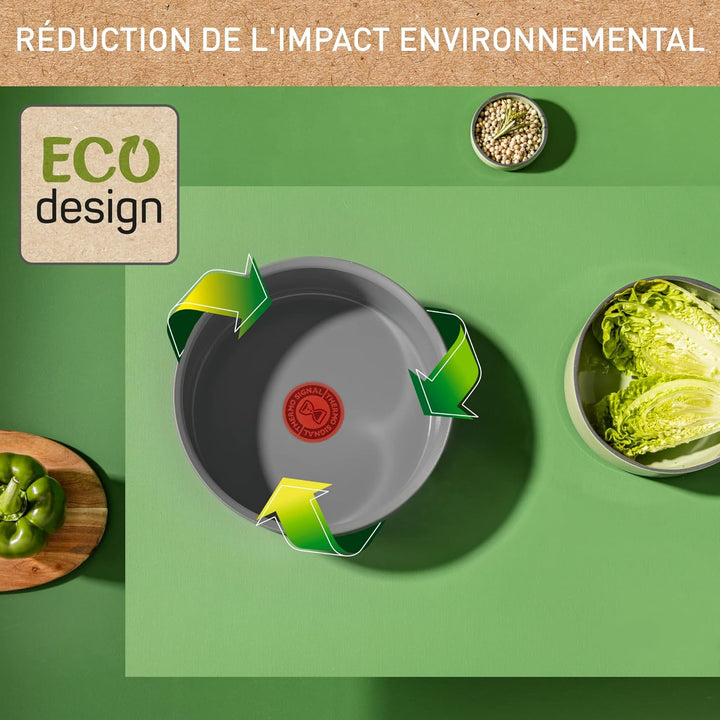 Tefal Ingenio Renew Kochtopf, 18 cm, Antihaftbeschichtung, recycelt, gesundes Kochen, Thermo-Signal™
