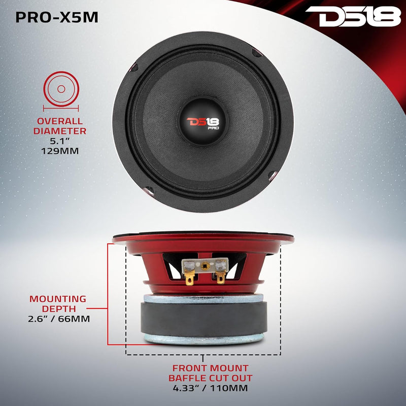 DS18 1 MIDRANGE PRO-X5.4M Lautsprecher 13 cm 130 mm 5,25" Durchmesser 150 watt rms und 300 watt max