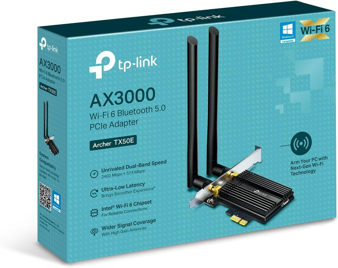 TP-Link Archer TX50E AX3000 WiFi 6 PCIe-Adapter mit Bluetooth 5.0 (Zwei Multi-Richtantennen, Intel W