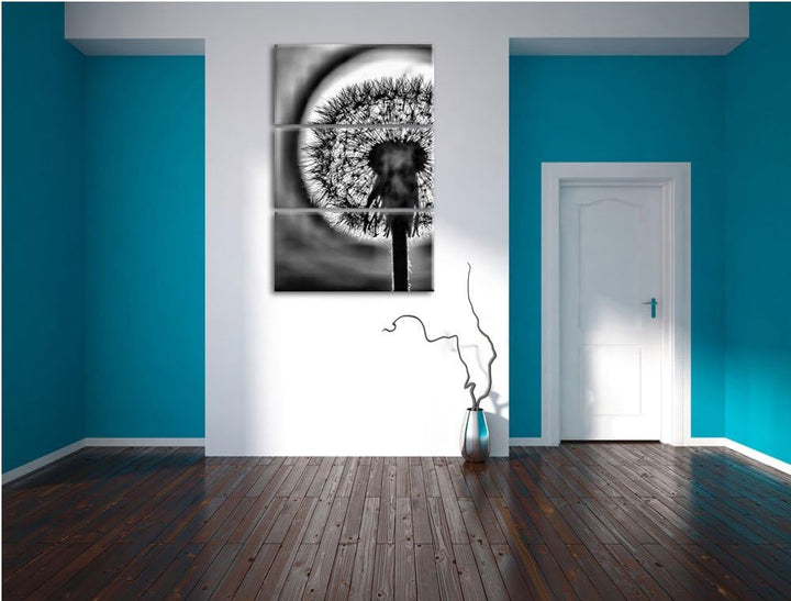 Pixxprint Pusteblume als Leinwandbild/Grösse: 3 Teilig (120x80) cm/Wandbild/Kunstdruck/fertig bespan