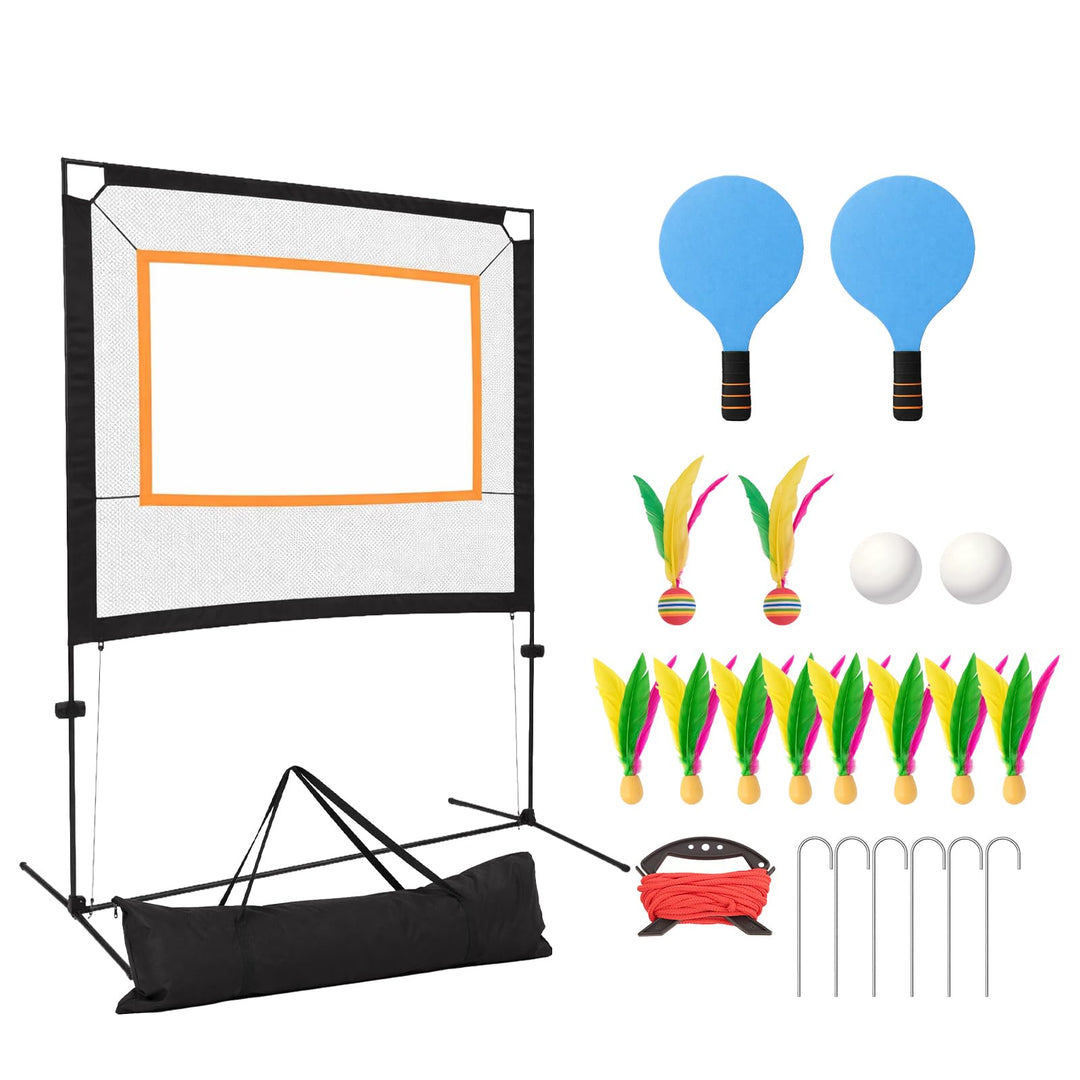 3-in-1 Tischtennis-Set mit Netz, Tragbares Tischtennis Set mit Schlägern, Federbällen &amp; Tischtennisb