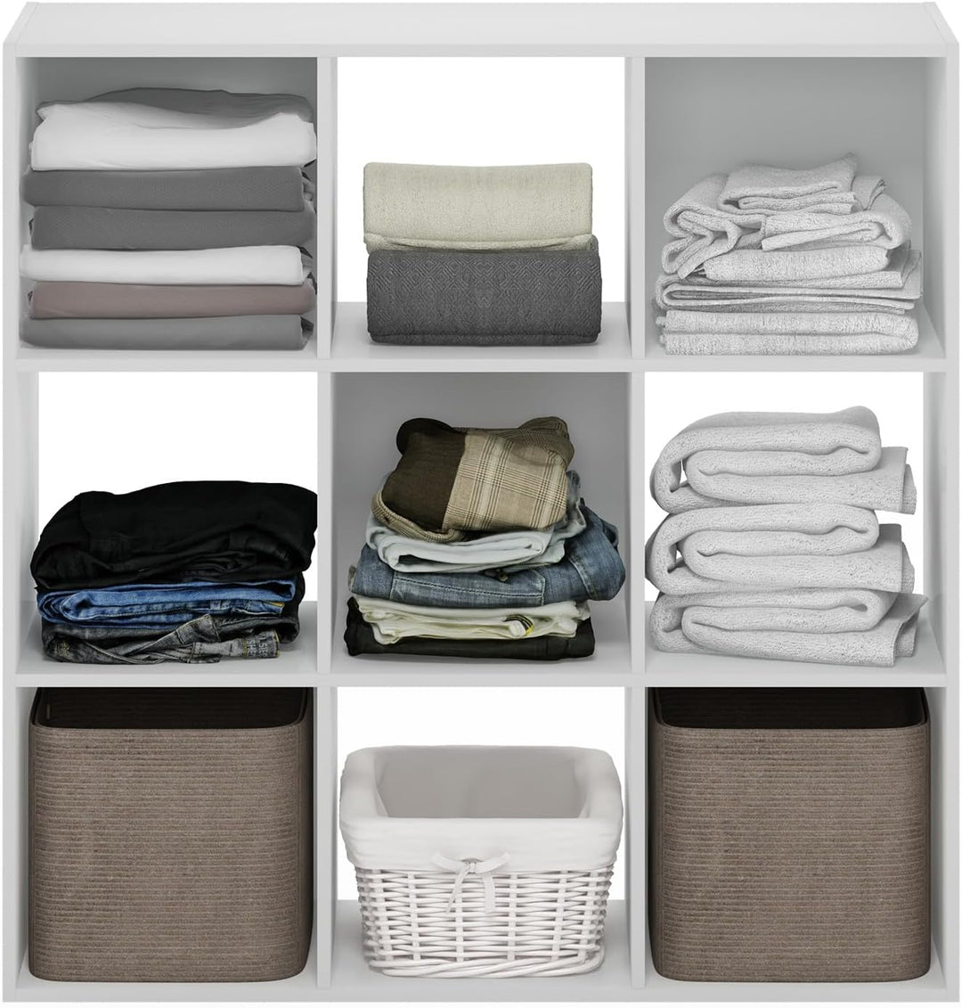 Furinno Pelli Kubisches Mehrzweck-Kleider- und Schrankaufbewahrungsregal, 9 Würfel, Weiss Weiss 9 Wü