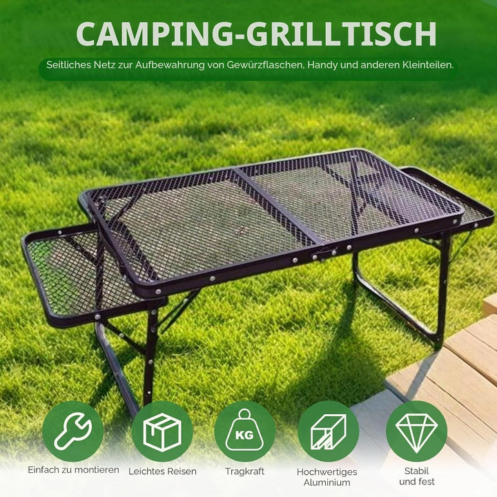 Klappbarer Grilltisch, Tragbarer Picknicktisch Für Den Aussenbereich Mit Erweiterungsplatten Auf Bei
