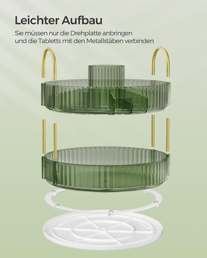 SONGMICS Make-up Organizer drehbar, Kosmetik-Organizer rund, 2 Ebenen, Kosmetik Aufbewahrung, anpass